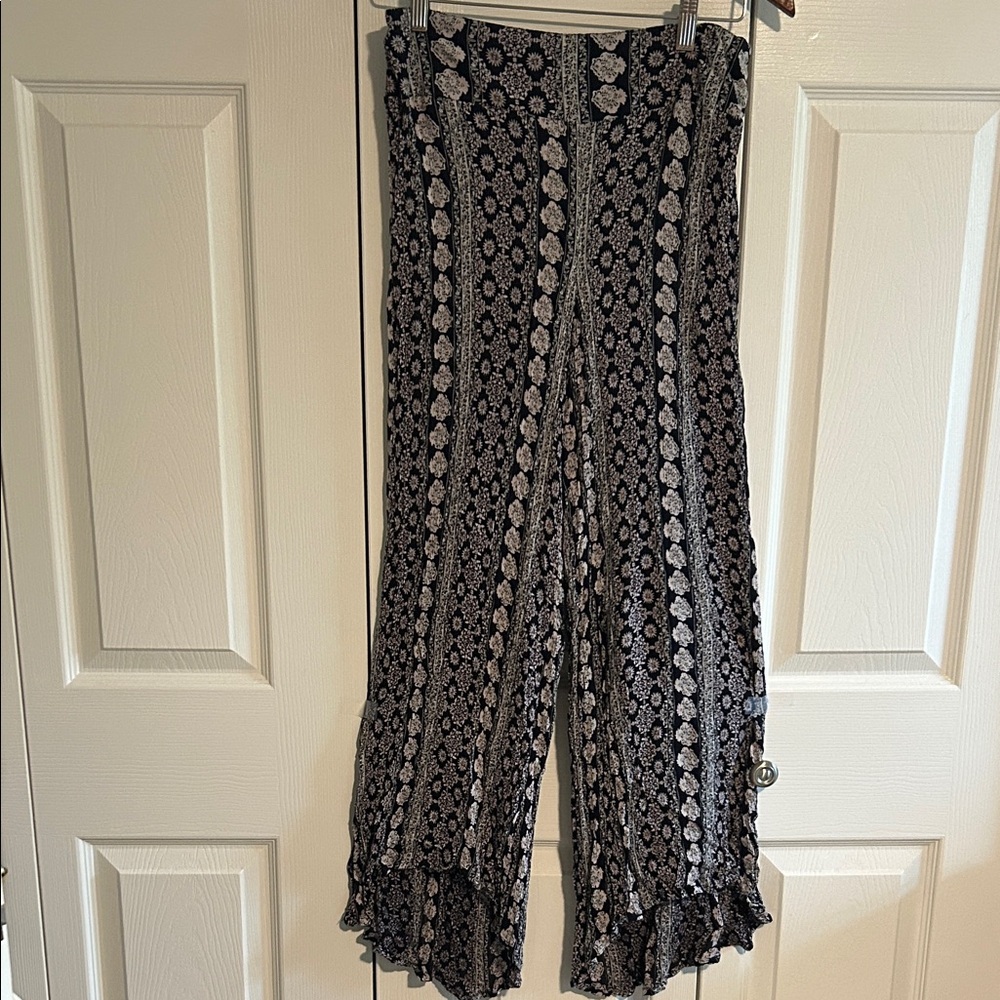 Patrons of Peace Black and White Floral Wide Leg Pants